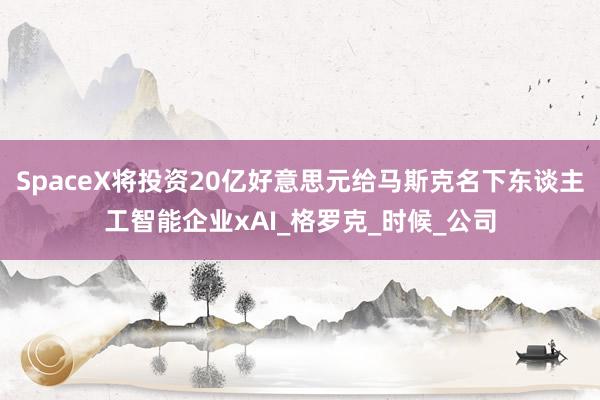 SpaceX将投资20亿好意思元给马斯克名下东谈主工智能企业xAI_格罗克_时候_公司