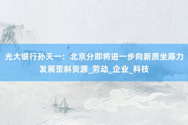 光大银行孙天一：北京分即将进一步向新质坐蓐力发展歪斜资源_劳动_企业_科技