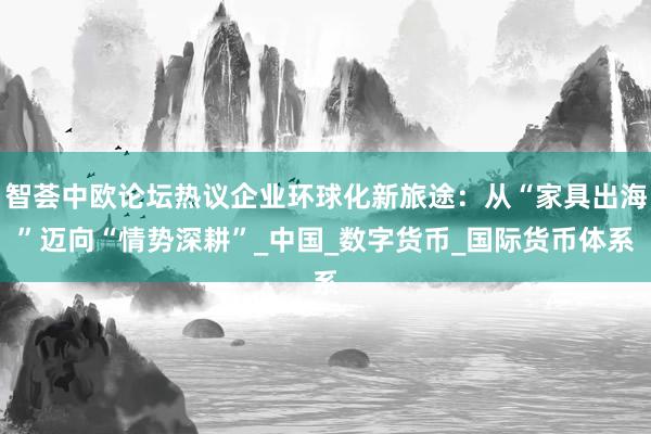 智荟中欧论坛热议企业环球化新旅途：从“家具出海”迈向“情势深耕”_中国_数字货币_国际货币体系