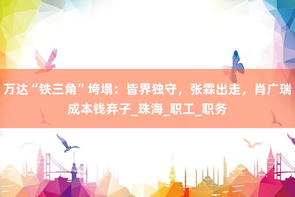 万达“铁三角”垮塌：皆界独守，张霖出走，肖广瑞成本钱弃子_珠海_职工_职务