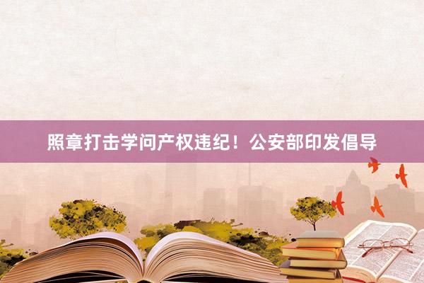 照章打击学问产权违纪！公安部印发倡导