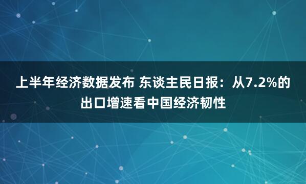 上半年经济数据发布 东谈主民日报：从7.2%的出口增速看中国经济韧性