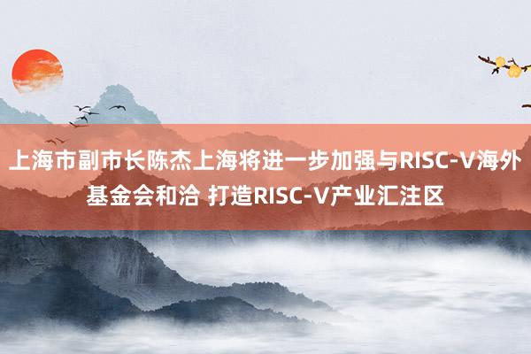 上海市副市长陈杰上海将进一步加强与RISC-V海外基金会和洽 打造RISC-V产业汇注区