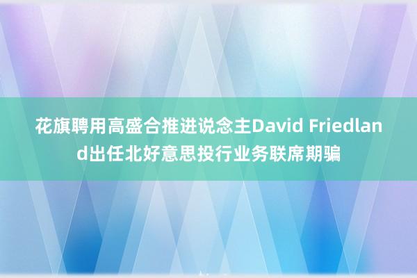 花旗聘用高盛合推进说念主David Friedland出任北好意思投行业务联席期骗
