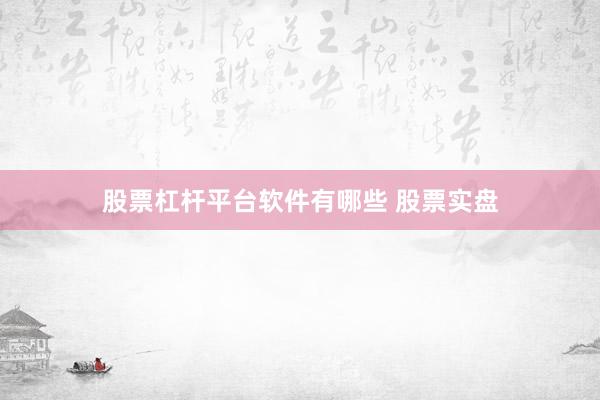 股票杠杆平台软件有哪些 股票实盘