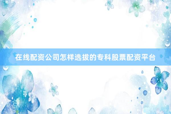 在线配资公司怎样选拔的专科股票配资平台