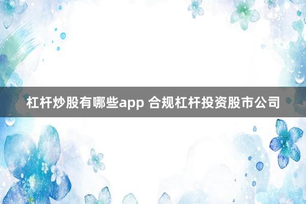 杠杆炒股有哪些app 合规杠杆投资股市公司