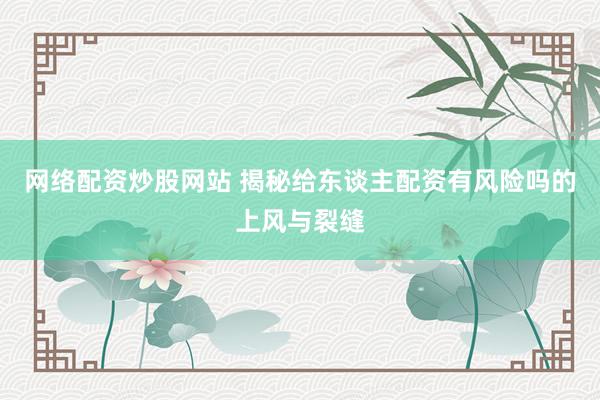 网络配资炒股网站 揭秘给东谈主配资有风险吗的上风与裂缝