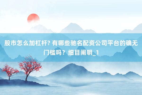 股市怎么加杠杆? 有哪些驰名配资公司平台的确无门槛吗？细目阐明_1