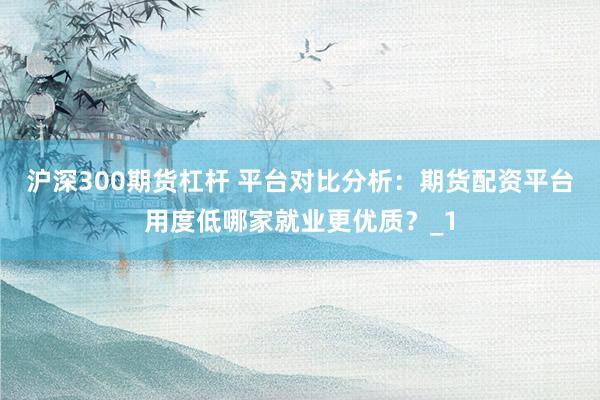 沪深300期货杠杆 平台对比分析：期货配资平台用度低哪家就业更优质？_1