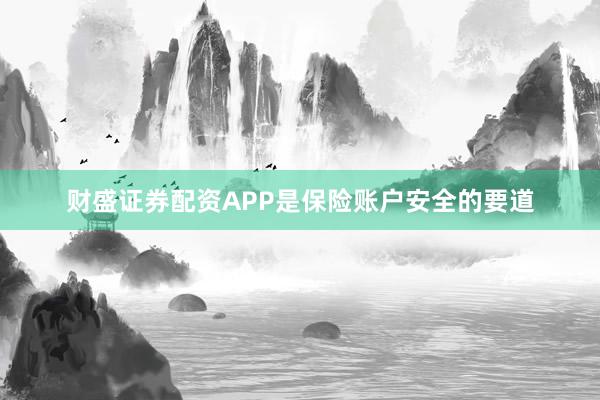 财盛证券配资APP是保险账户安全的要道
