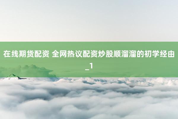 在线期货配资 全网热议配资炒股顺溜溜的初学经由_1