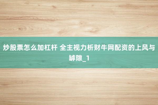 炒股票怎么加杠杆 全主视力析财牛网配资的上风与罅隙_1