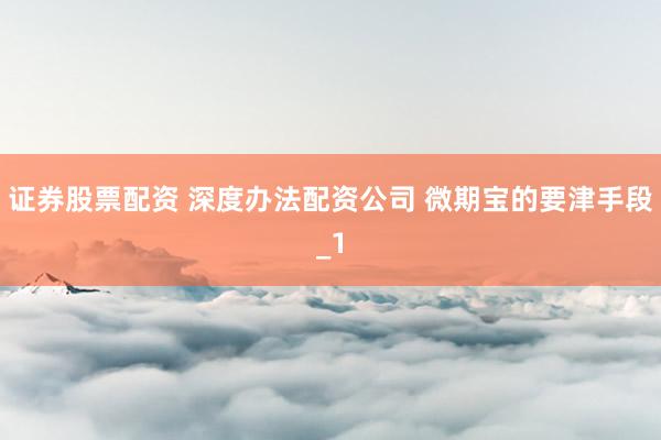 证券股票配资 深度办法配资公司 微期宝的要津手段_1
