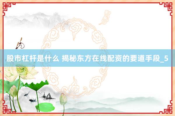 股市杠杆是什么 揭秘东方在线配资的要道手段_5