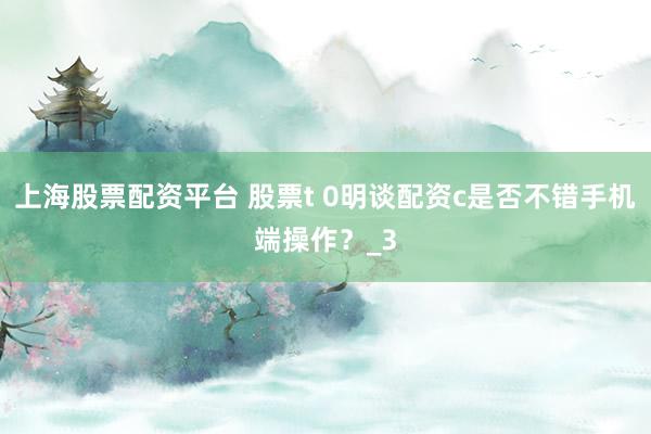 上海股票配资平台 股票t 0明谈配资c是否不错手机端操作？_3