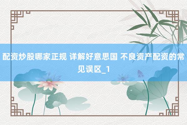 配资炒股哪家正规 详解好意思国 不良资产配资的常见误区_1