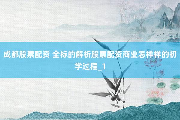 成都股票配资 全标的解析股票配资商业怎样样的初学过程_1
