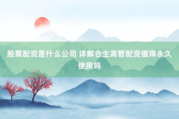 股票配资是什么公司 详解合生高管配资值得永久使用吗