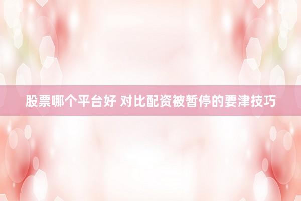 股票哪个平台好 对比配资被暂停的要津技巧