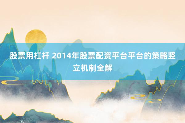 股票用杠杆 2014年股票配资平台平台的策略竖立机制全解