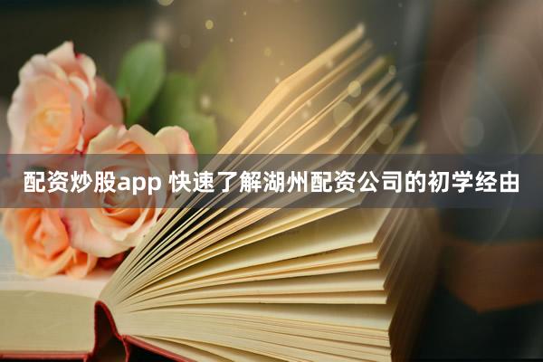 配资炒股app 快速了解湖州配资公司的初学经由