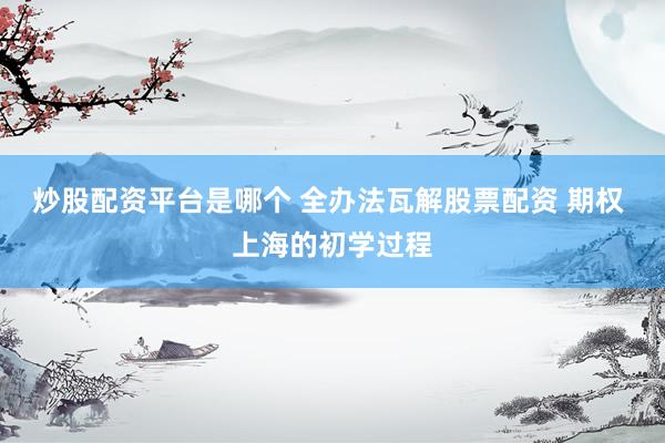 炒股配资平台是哪个 全办法瓦解股票配资 期权 上海的初学过程