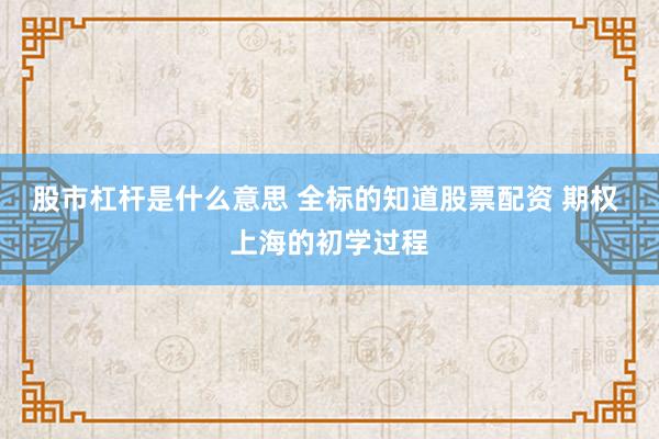 股市杠杆是什么意思 全标的知道股票配资 期权 上海的初学过程