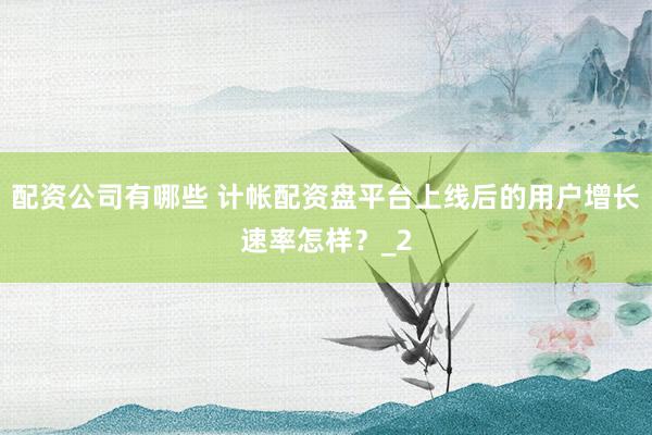 配资公司有哪些 计帐配资盘平台上线后的用户增长速率怎样？_2