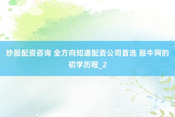 炒股配资咨询 全方向知道配资公司首选 股牛网的初学历程_2