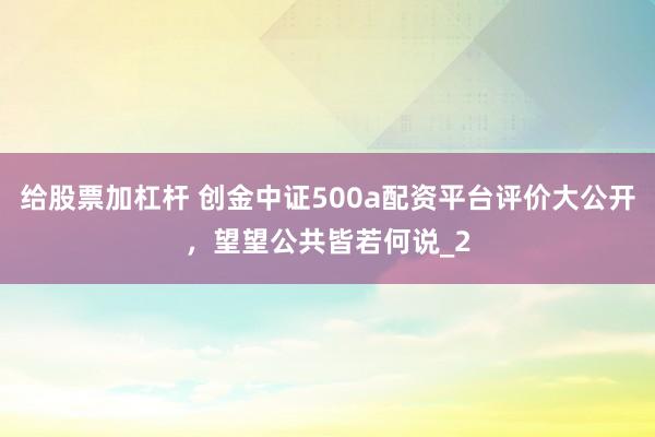 给股票加杠杆 创金中证500a配资平台评价大公开，望望公共皆若何说_2