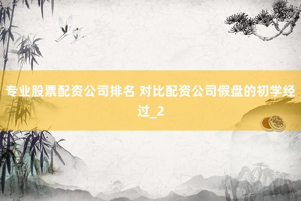 专业股票配资公司排名 对比配资公司假盘的初学经过_2