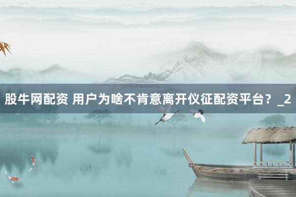 股牛网配资 用户为啥不肯意离开仪征配资平台？_2