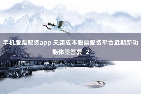 手机股票配资app 天翊成本股票配资平台近期新功能体验答复_2