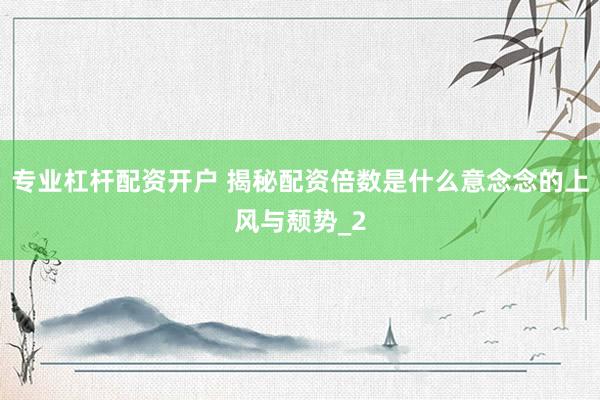 专业杠杆配资开户 揭秘配资倍数是什么意念念的上风与颓势_2