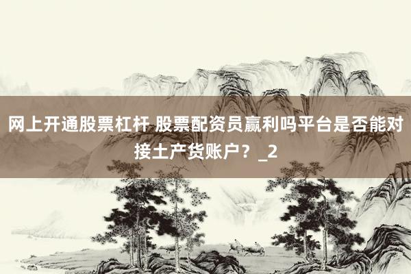 网上开通股票杠杆 股票配资员赢利吗平台是否能对接土产货账户？_2