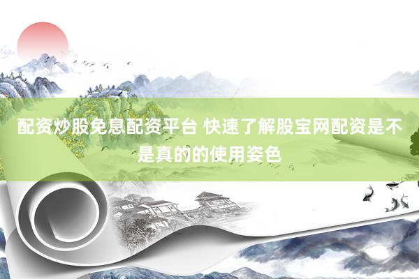 配资炒股免息配资平台 快速了解股宝网配资是不是真的的使用姿色