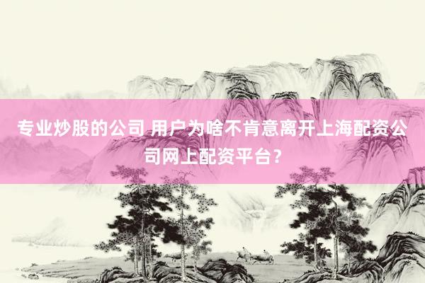 专业炒股的公司 用户为啥不肯意离开上海配资公司网上配资平台？