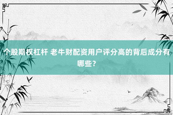 个股期权杠杆 老牛财配资用户评分高的背后成分有哪些？