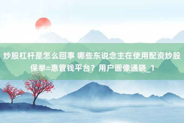 炒股杠杆是怎么回事 哪些东说念主在使用配资炒股保举=惠管钱平台？用户画像通晓_1