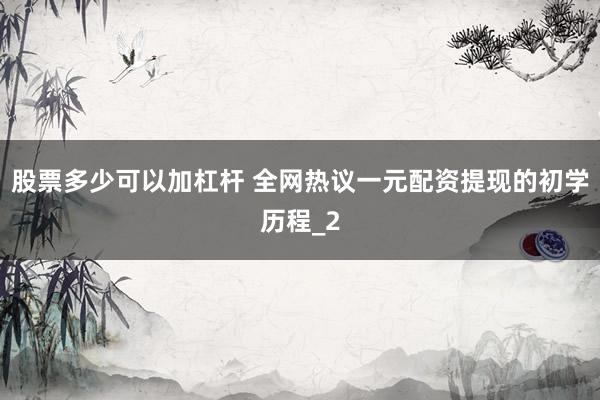 股票多少可以加杠杆 全网热议一元配资提现的初学历程_2