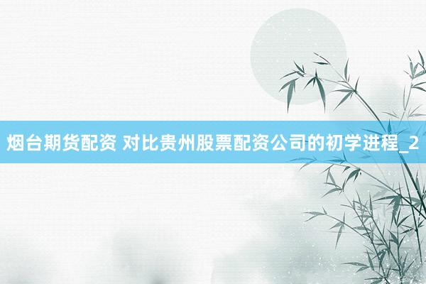 烟台期货配资 对比贵州股票配资公司的初学进程_2