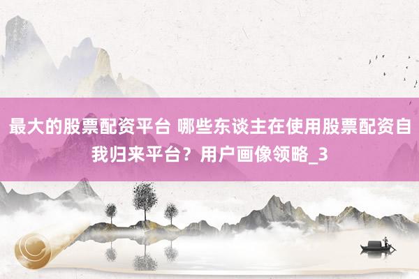 最大的股票配资平台 哪些东谈主在使用股票配资自我归来平台？用户画像领略_3