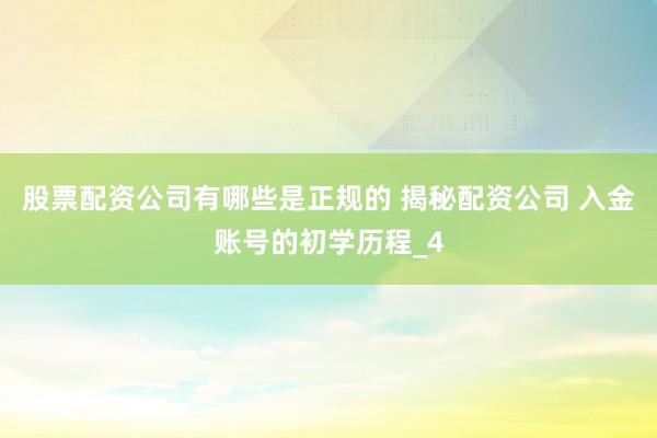 股票配资公司有哪些是正规的 揭秘配资公司 入金账号的初学历程_4
