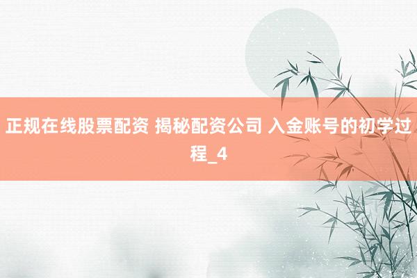 正规在线股票配资 揭秘配资公司 入金账号的初学过程_4
