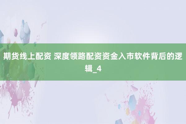 期货线上配资 深度领路配资资金入市软件背后的逻辑_4