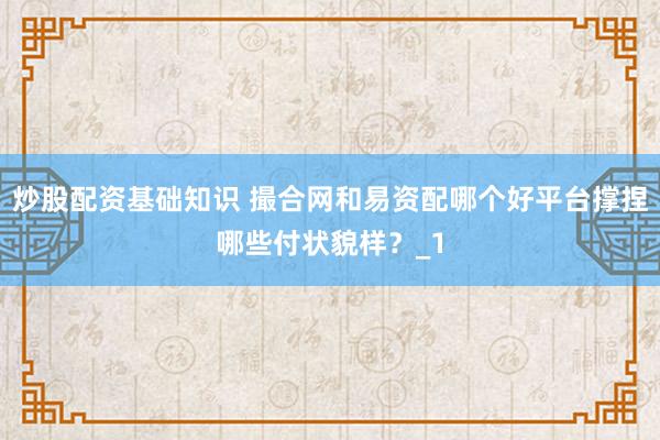 炒股配资基础知识 撮合网和易资配哪个好平台撑捏哪些付状貌样？_1