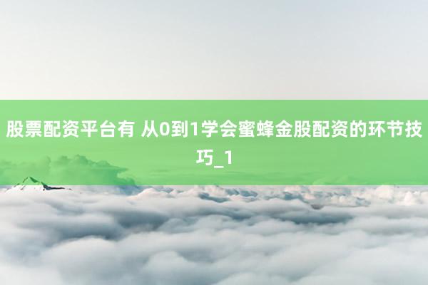 股票配资平台有 从0到1学会蜜蜂金股配资的环节技巧_1