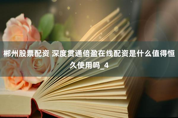 郴州股票配资 深度贯通倍盈在线配资是什么值得恒久使用吗_4