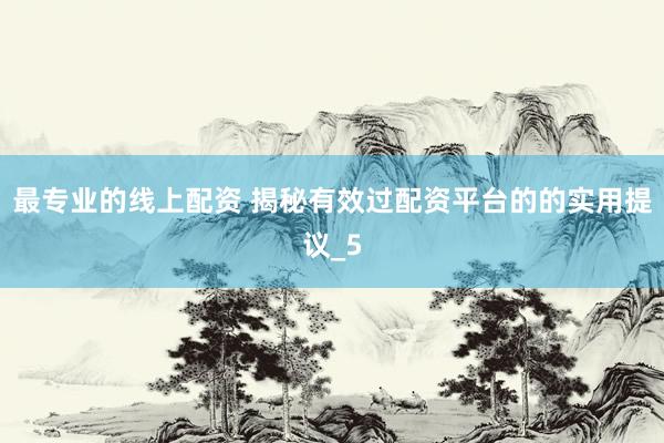 最专业的线上配资 揭秘有效过配资平台的的实用提议_5